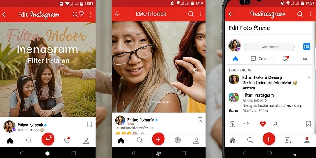 Antarmuka FB168 menampilkan berbagai filter Instagram yang menarik.
