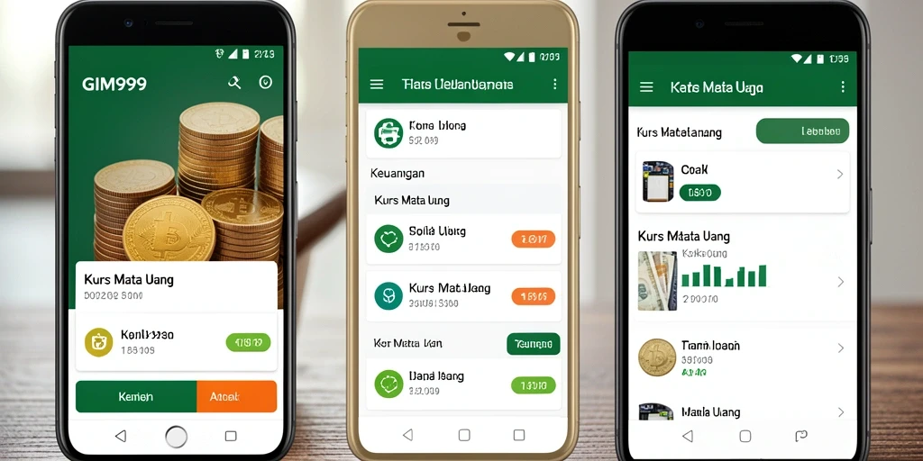Tampilan intuitif GIM999 dengan informasi nilai tukar mata uang.