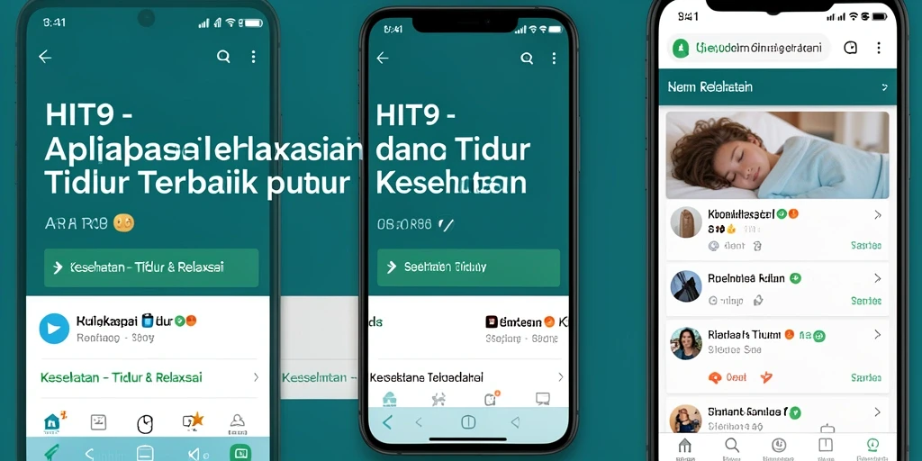 Screenshot utama HIT9 dengan fitur Tidur & Relaksasi yang menenangkan.