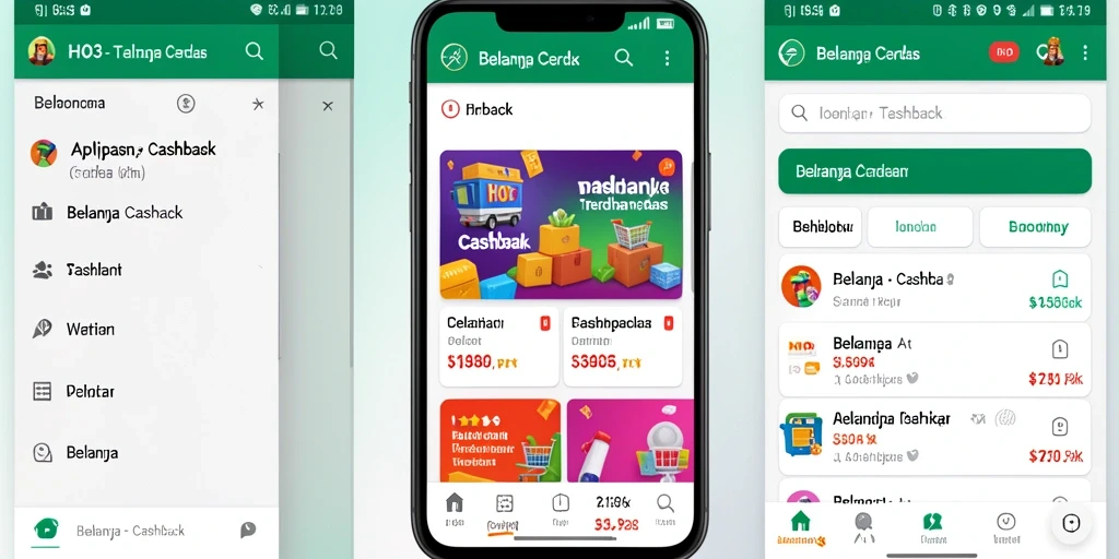 Tampilan aplikasi HO3 menampilkan berbagai penawaran Cashback yang menarik.