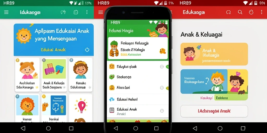 Tampilan antarmuka interaktif aplikasi Edukasi Anak HR89.