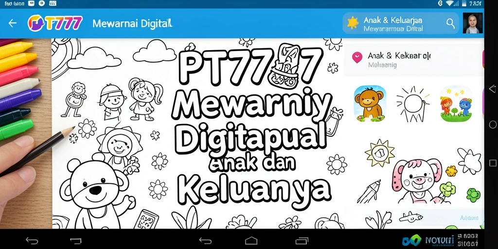 Antarmuka PT777 yang ramah anak dengan banyak pilihan gambar dan alat mewarnai.