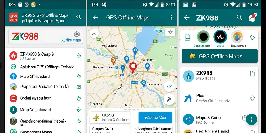 Tampilan antarmuka aplikasi GPS Offline Maps ZK988 yang intuitif.